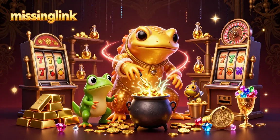 Spin to win with missinglink at our immersive casino scene filled with vibrant games and treasures.
