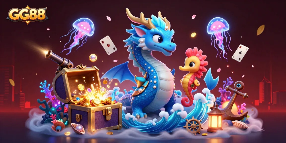 GG88 captures the excitement of underwater treasure gaming with vibrant characters and elements.