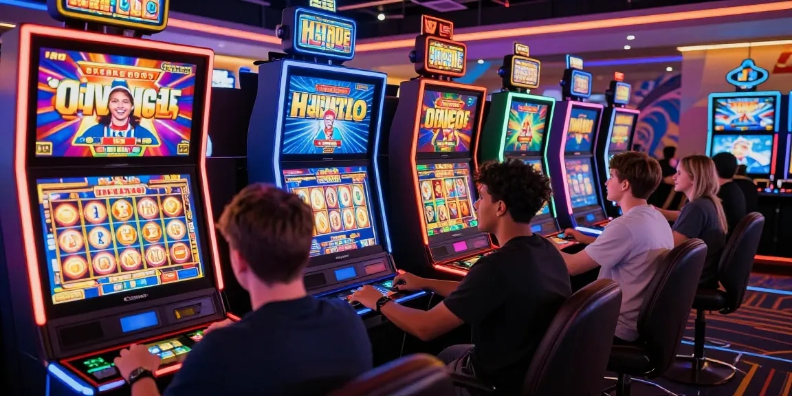 Engaging online slot gaming scene showcasing players enjoying vibrant slot machines and digital interactions.