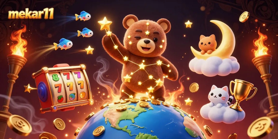 Mekar11 gains winning edge with vibrant casino illustration showcasing thrilling slot gameplay.