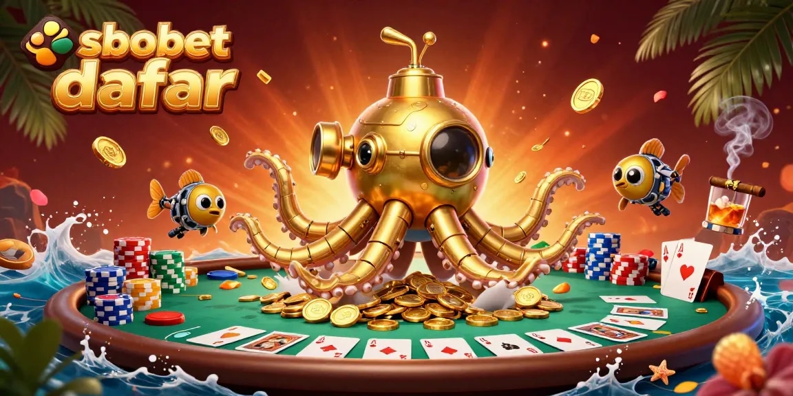 Experience sbobet daftar and win big in this vibrant casino-themed 3D illustration.