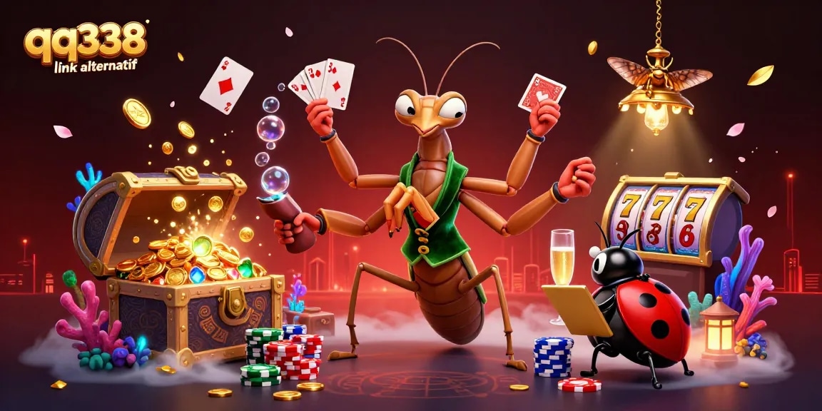 Experience the thrilling qq338 link alternatif casino atmosphere with vibrant characters, dynamic action, and winning elements.