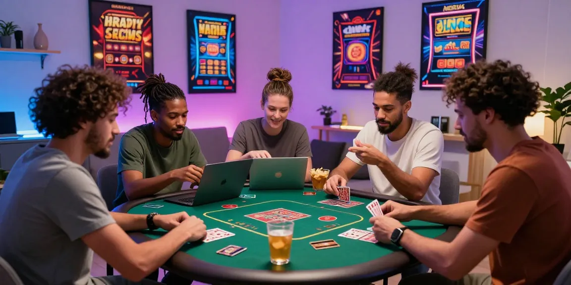 Friends enjoying a lively credit card casino gaming session, showcasing scoarch.org.uk's exciting online gambling experience.