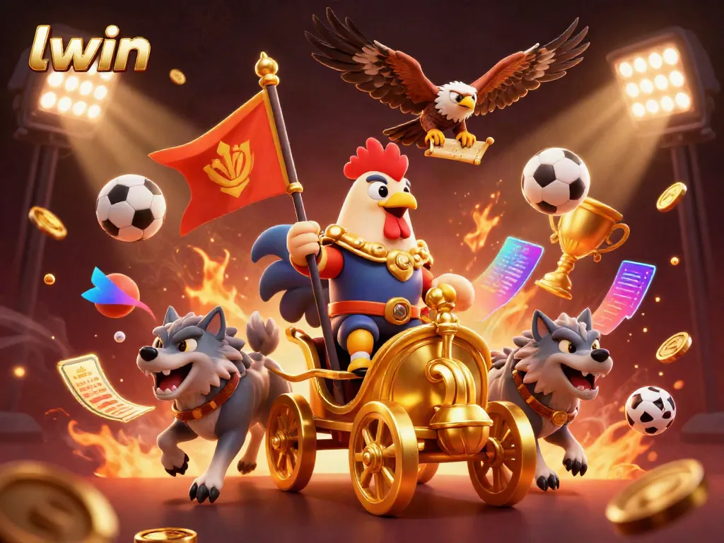 Experience the adrenaline of llwin with a dynamic scene of sports betting elements and a warrior chariot.