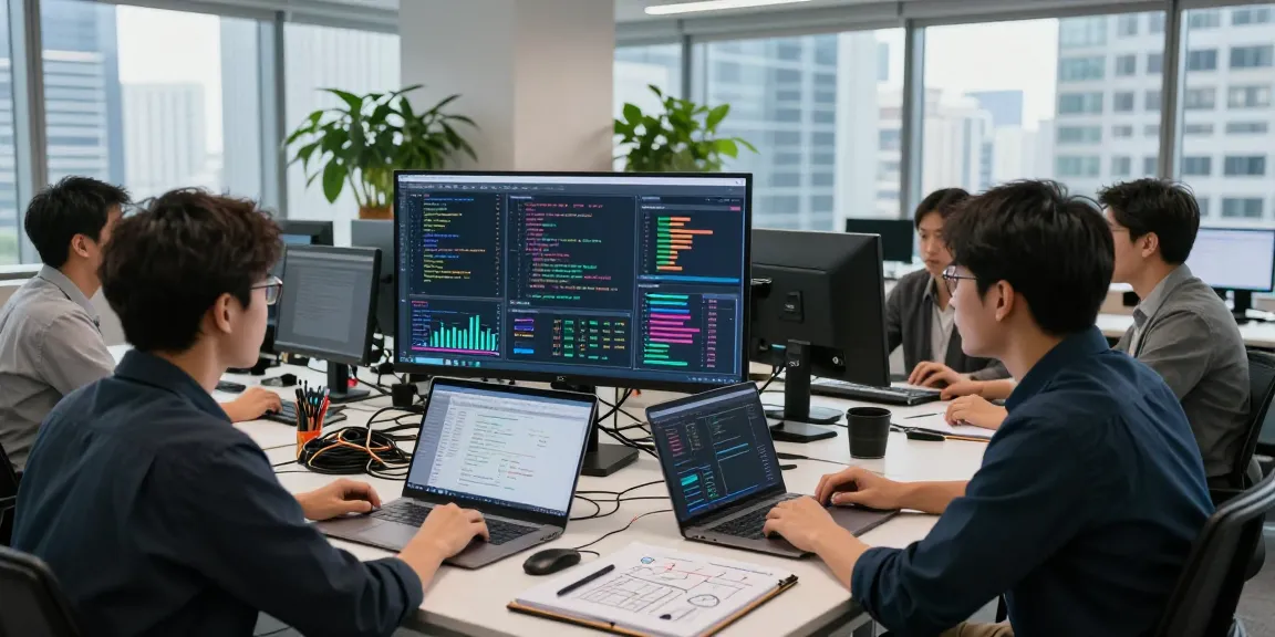 AI detector in action with analysts discussing moderation analytics and real-time data in a modern office.