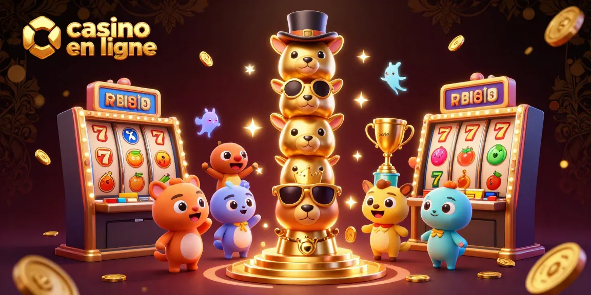 Profitez du meilleur de la chance avec le casino en ligne, représenté par un totem doré et des machines à sous.