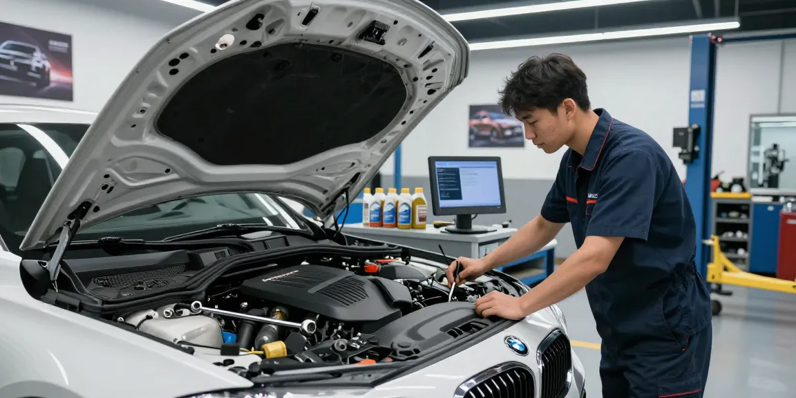 Experte beim BMW Steuerkette wechseln in professioneller Werkstatt mit hochwertigen Werkzeugen.