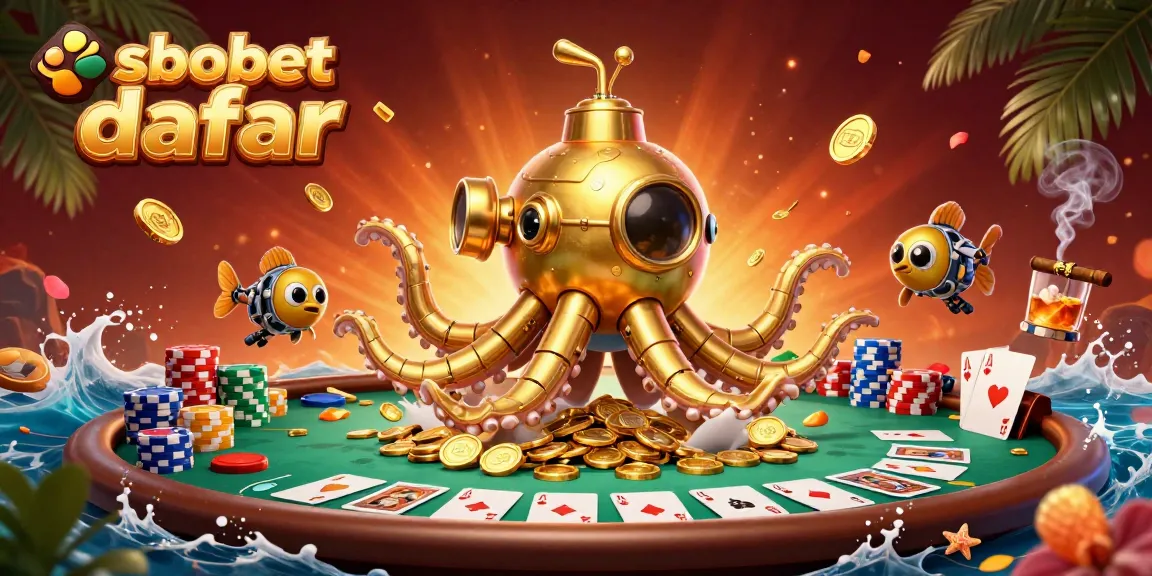 Experience sbobet daftar and win big in this vibrant casino-themed 3D illustration.