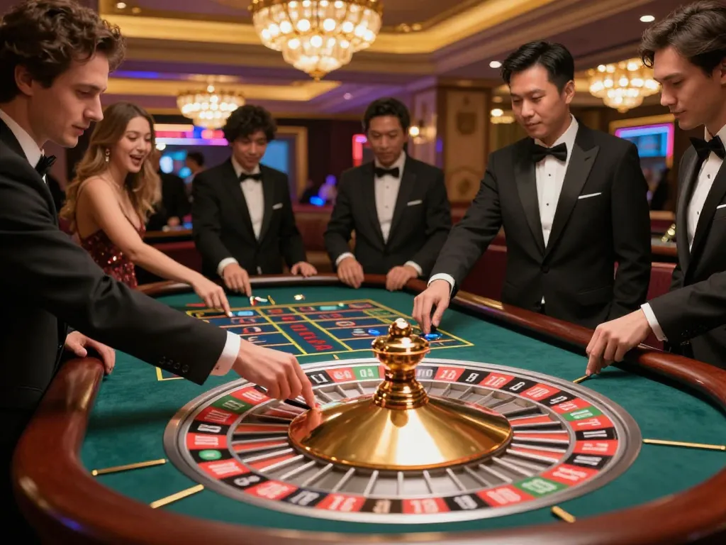 Players engage in a thrilling roulette game at TG88 casino, enhancing their gambling excitement.