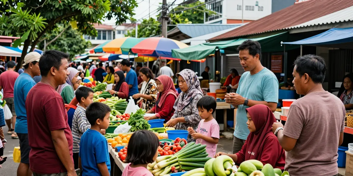 Aktivitas di pasar lokal Indonesia dengan masyarakat berinteraksi sekitar Leci123, memperlihatkan kesibukan dan kehangatan komunitas.