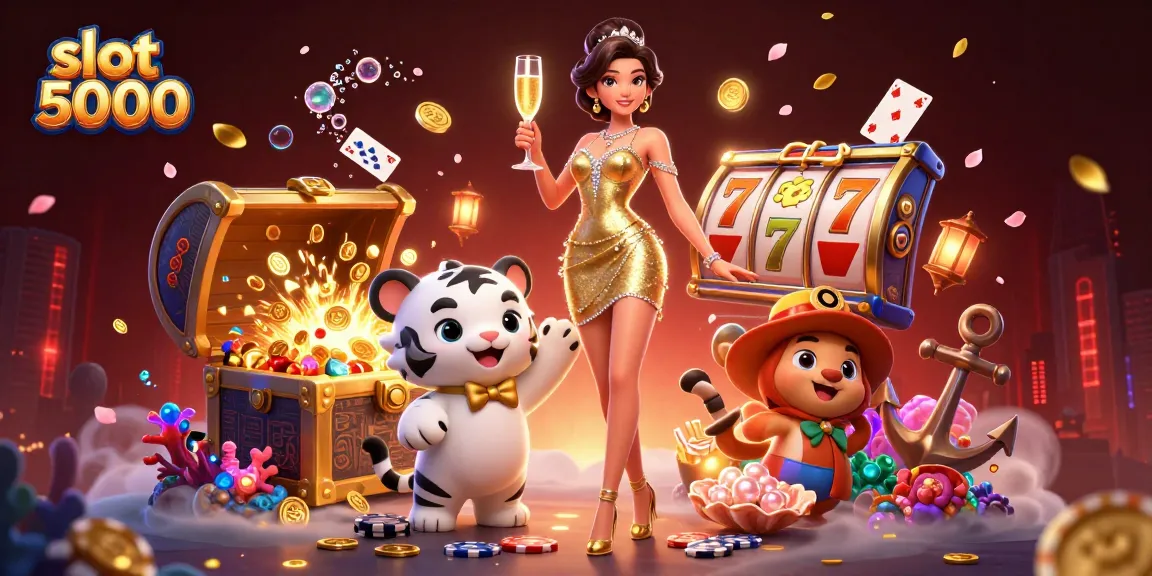 Spin the slot 5000 to unveil treasures with a glamorous lady and lucky tiger cub.