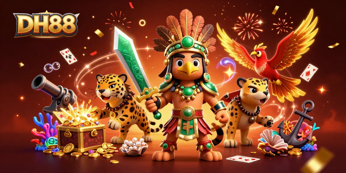 Experience the thrill of DH88 with an Aztec warrior, treasure, and dynamic casino elements