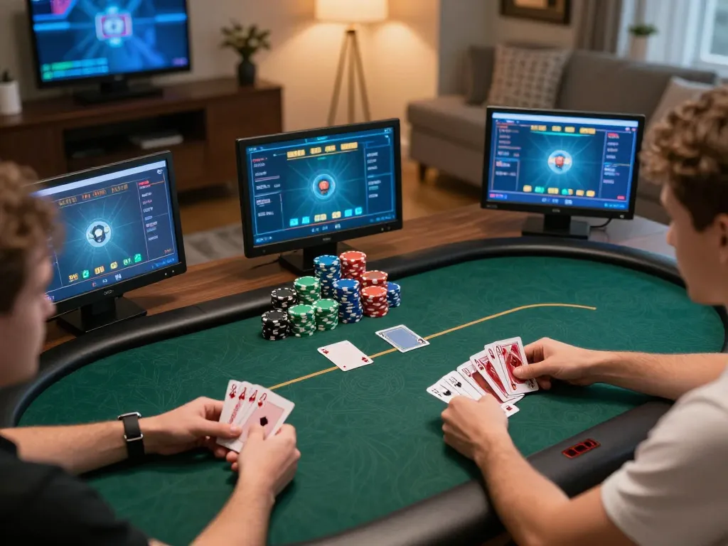 Engaged players at RR88 SELECT poker game strategizing their next moves with excitement.