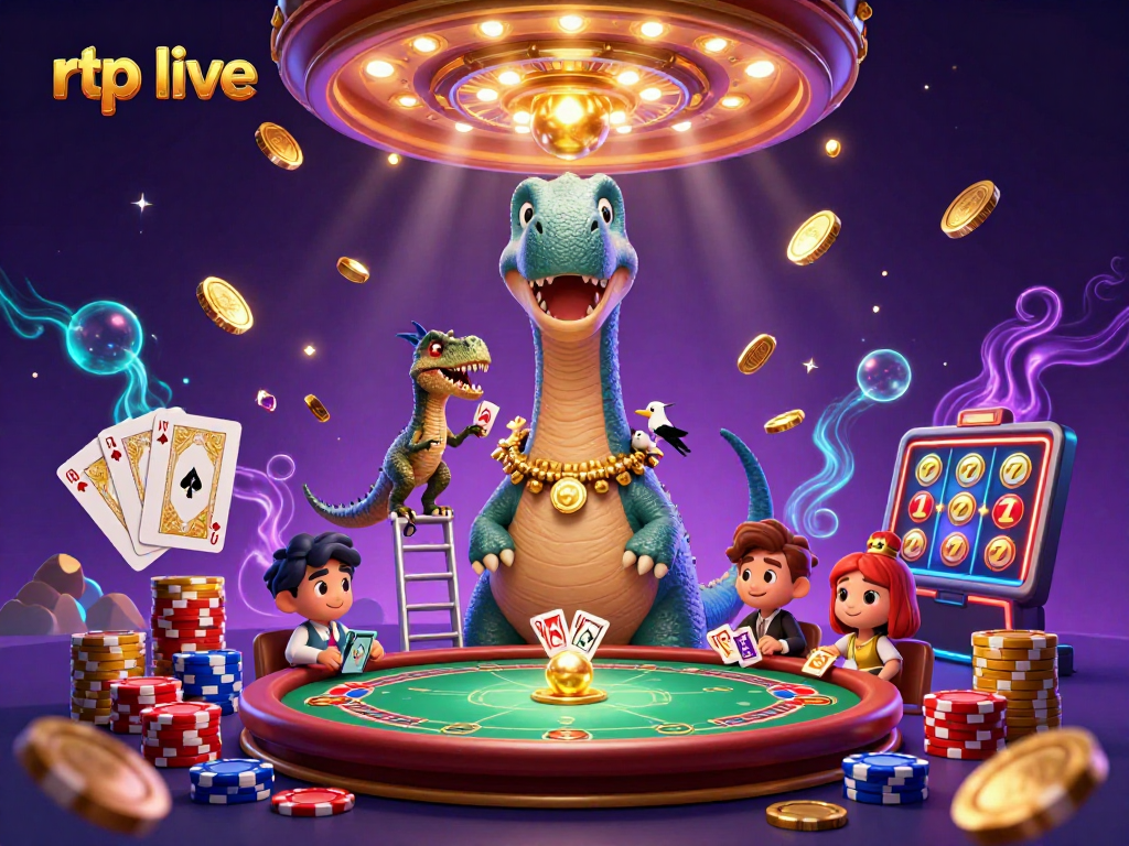 Experience rtp live at an exciting casino with a brontosaurus dealer and thrilling game elements.