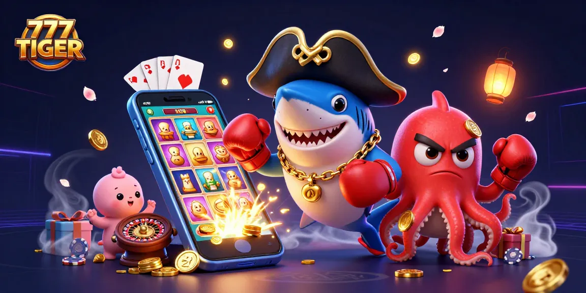 Engage in exciting gameplay at 777TIGER with vibrant characters and casino-themed elements.