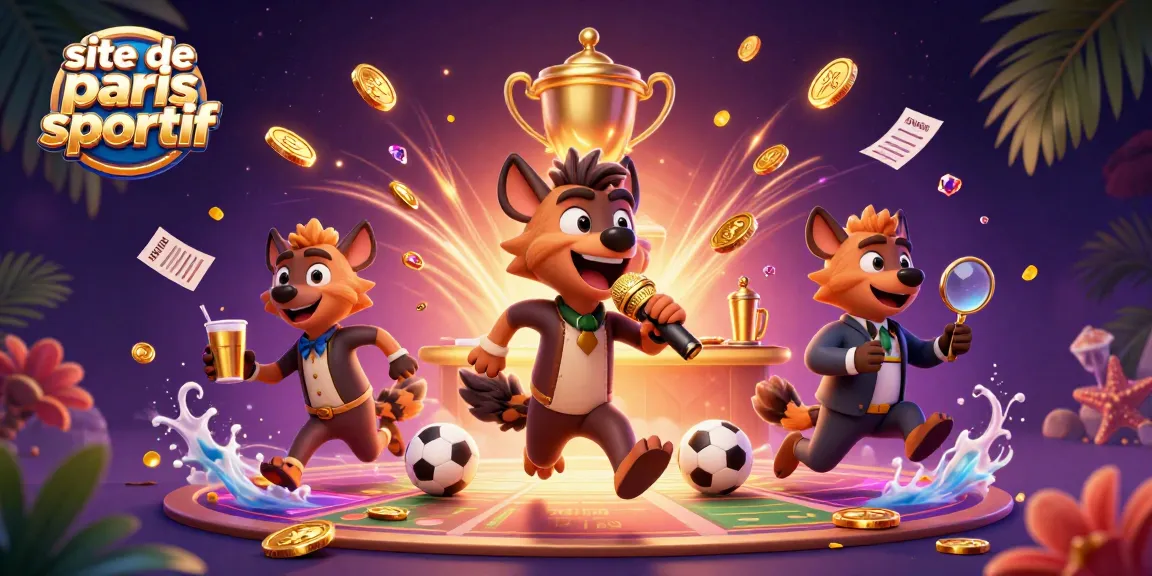 Plongez dans l'univers du site de paris sportif avec une illustration animée de hyènes dans un casino dynamique.