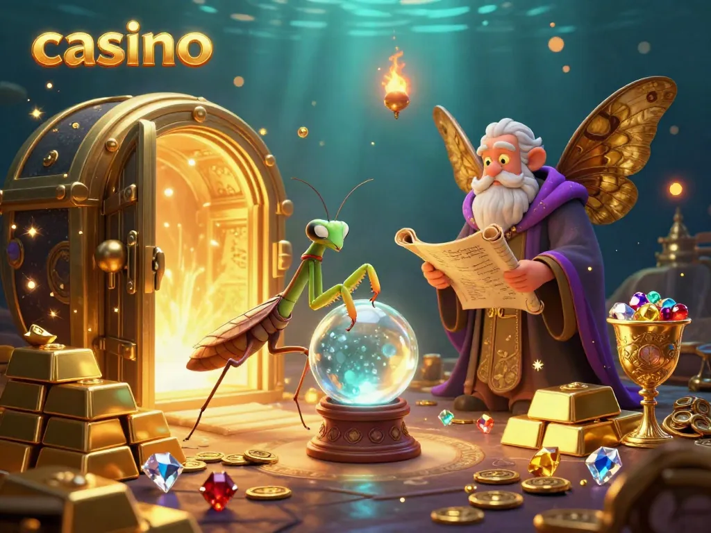 Engage in the vibrant casino atmosphere with mystical fortune tellers and treasure displaying rich rewards.