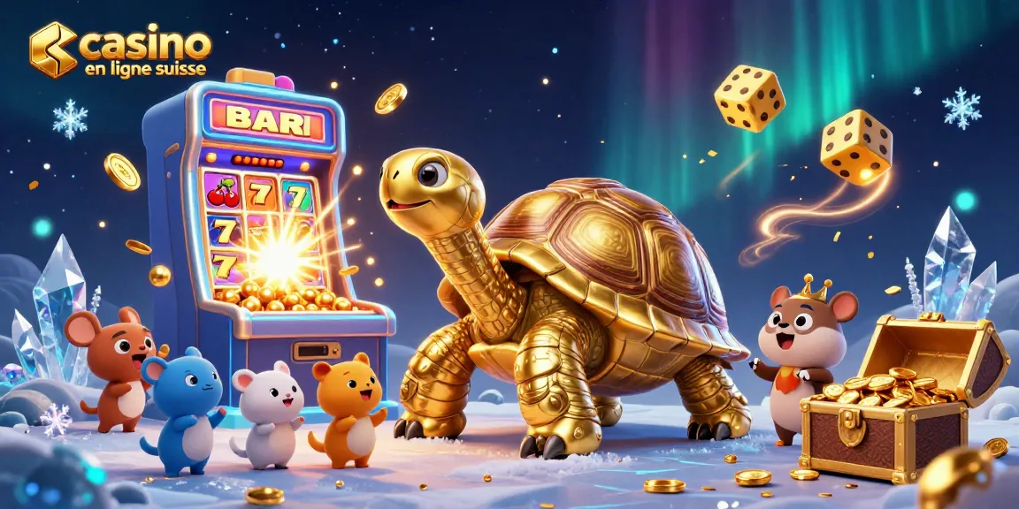 Découvrez l'univers des jeux avec le casino en ligne suisse et une tortue pinball lumineuse.