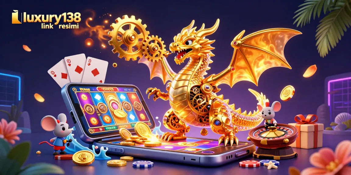 Experience thrilling gameplay with luxury138 link resmi, featuring a detailed dragon and exciting casino elements.