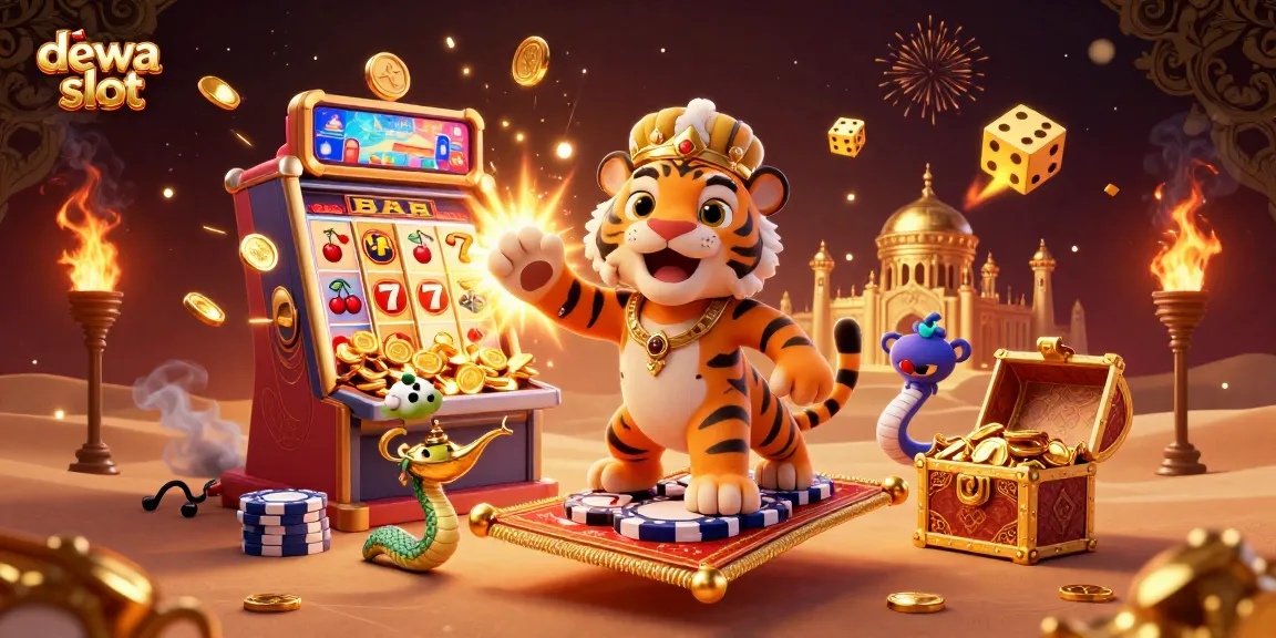 Menangkan permainan dewa slot dengan ilustrasi 3D mendebarkan dan simbol jackpot berkilauan.