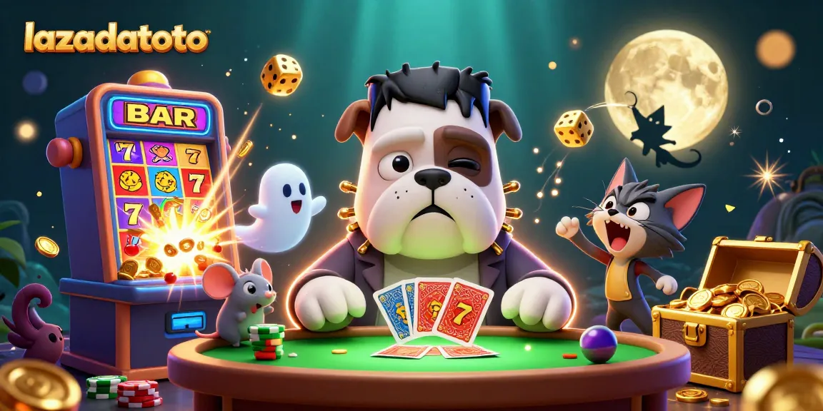 Gambarlah keseruan permainan kartu dengan lazadatoto dan karakter monster kartun yang unik.