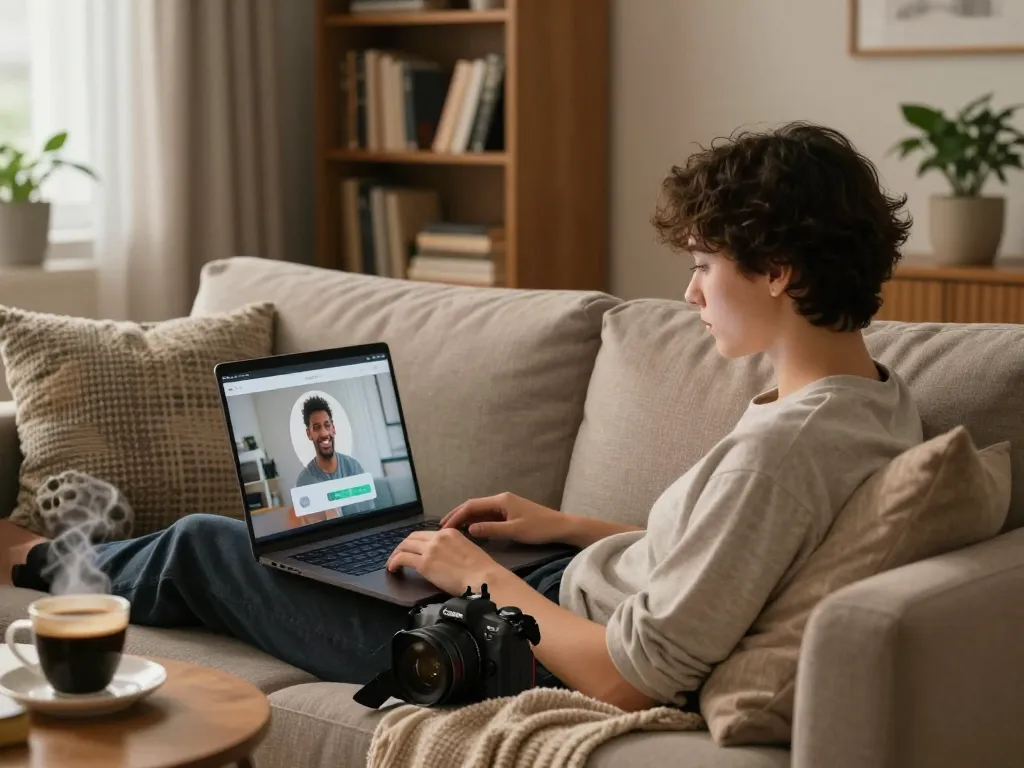 Engaging in nsfw ai chat in a cozy virtual living room setting