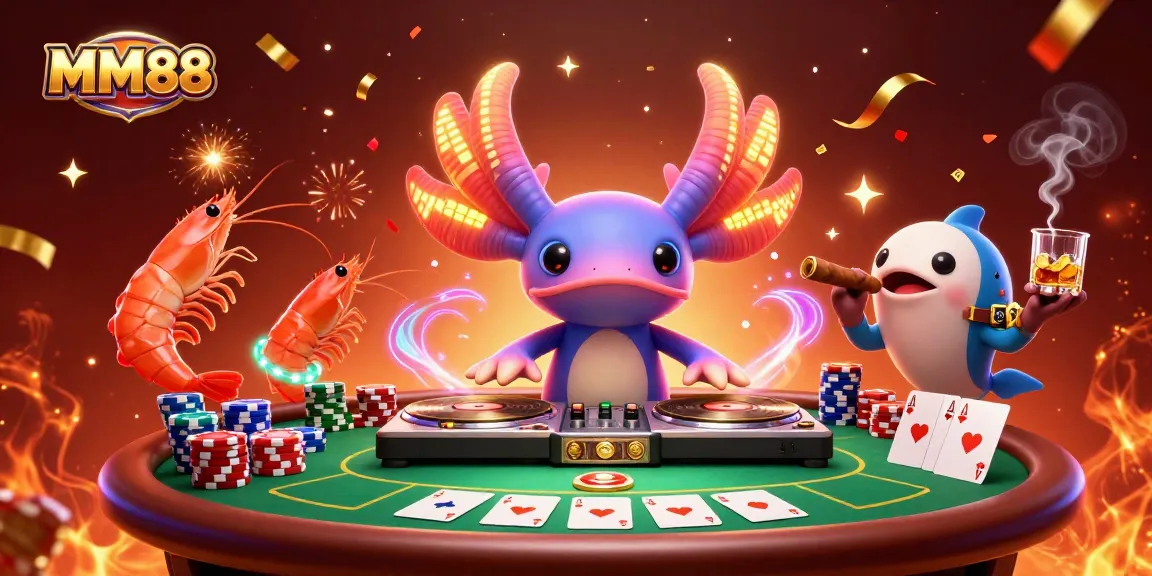 Bet on MM88 with vibrant 3D characters celebrating at a lively poker table.