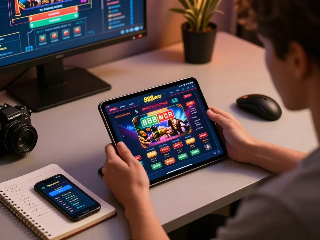 Player engaged in strategic gameplay on 888now, showcasing the excitement of online gambling.