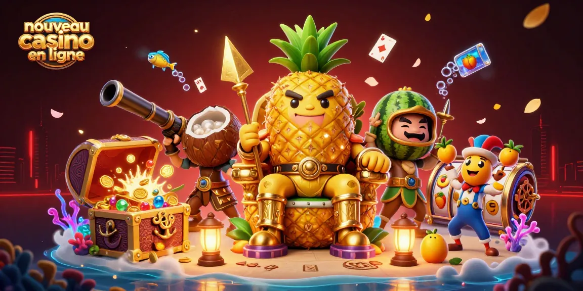 Jouez au nouveau casino en ligne avec le roi ananas et un spectacle vibrant de machines à sous et de jeux de cartes.
