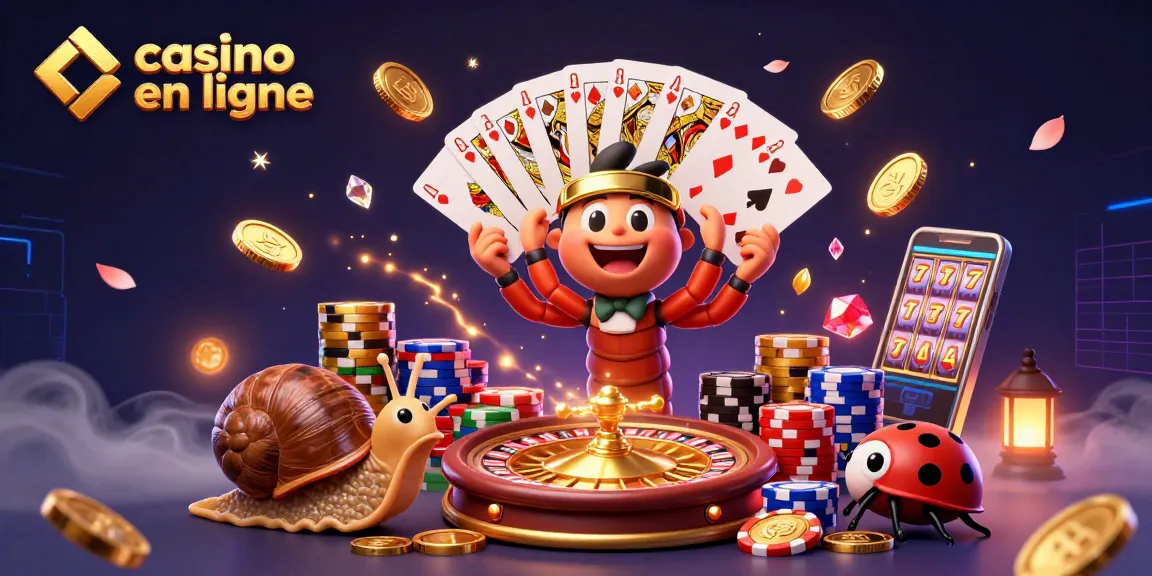 Vivez l'excitation du casino en ligne avec un dealer cartoon et des jeux scintillants.