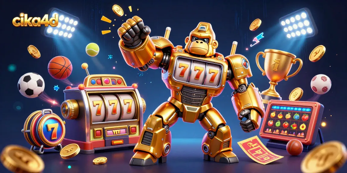 Experience thrilling gaming with cika4d's golden gorilla mech and dynamic sports elements.