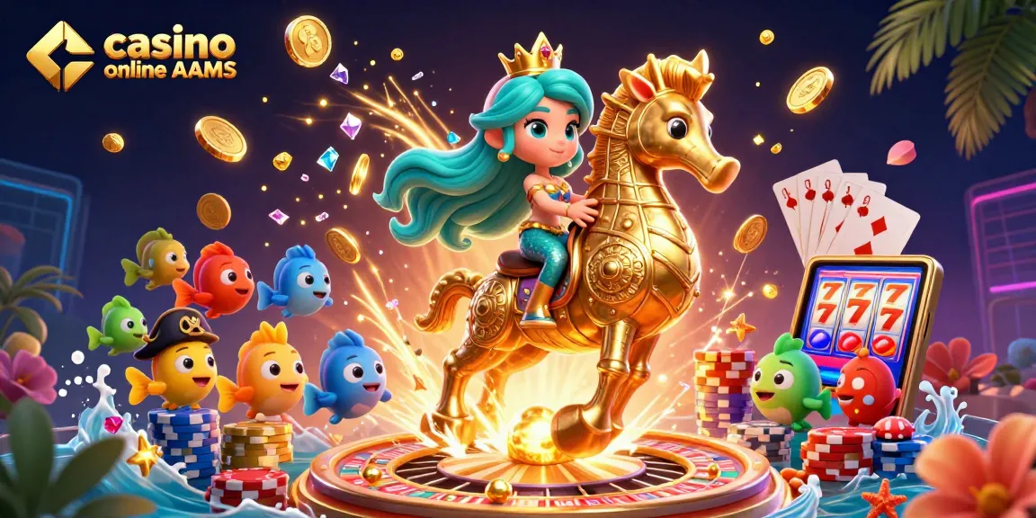 Giocando nei casino online non AAMS, una sirena e l'ippocampo trionfano tra giochi e monete d'oro.