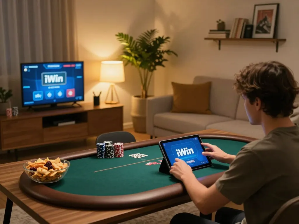 Experience the excitement of iWin poker gaming from the comfort of home while enjoying snacks