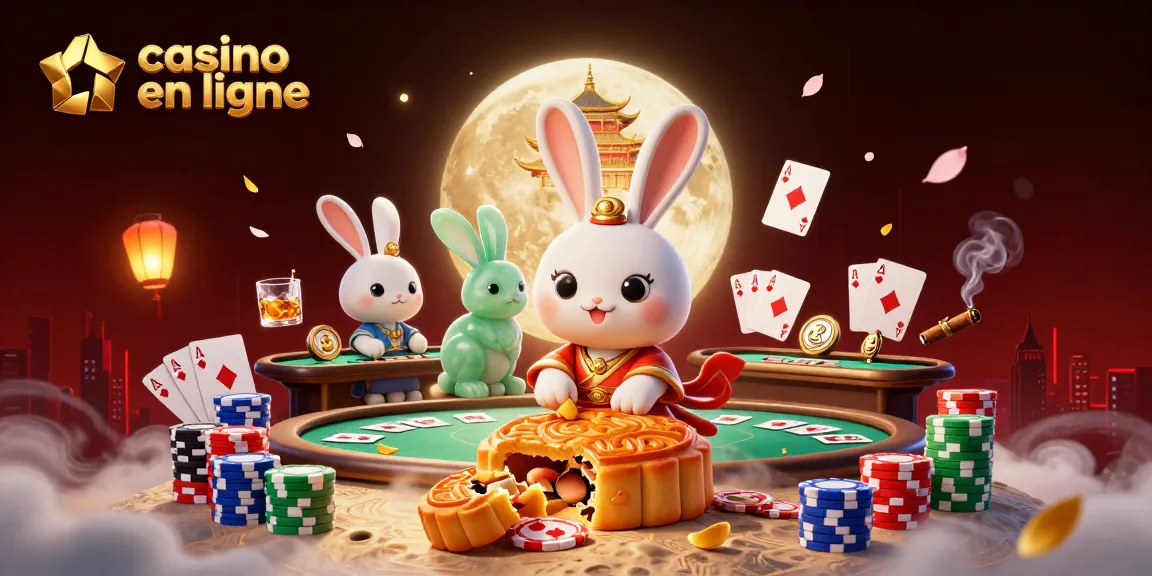 Découvrez des jeux de poker et des jetons dans un casino en ligne animé sur la Lune.