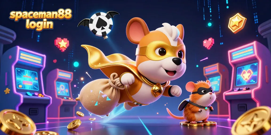 Experience the thrill with spaceman88 login as the superhero dog and hamster unleash gaming fun in a vibrant casino world.