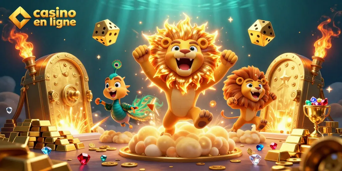 Découvrez un casino en ligne vibrant et riche en or, avec un lion solaire au cœur de l'action.