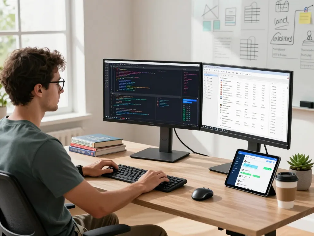 Clawdbot personal AI assistant integrated into a modern workspace with developer coding and productivity tools.