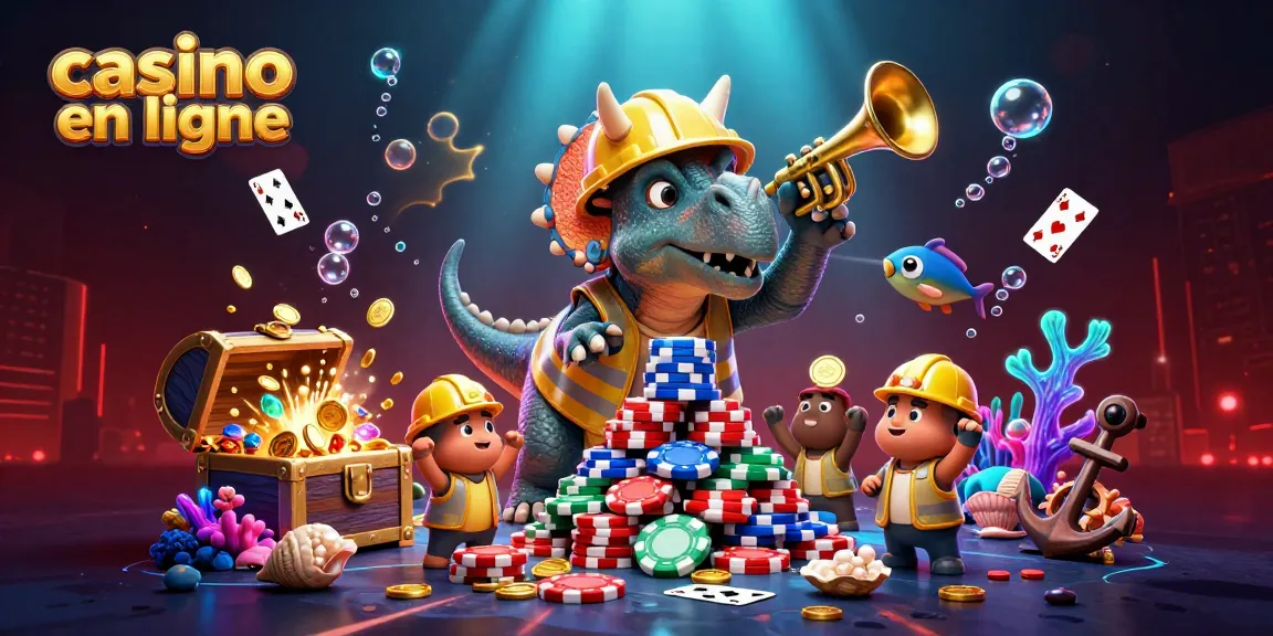 Casino en ligne : une illustration 3D dynamique célébrant un triceratops et des jeux de casino