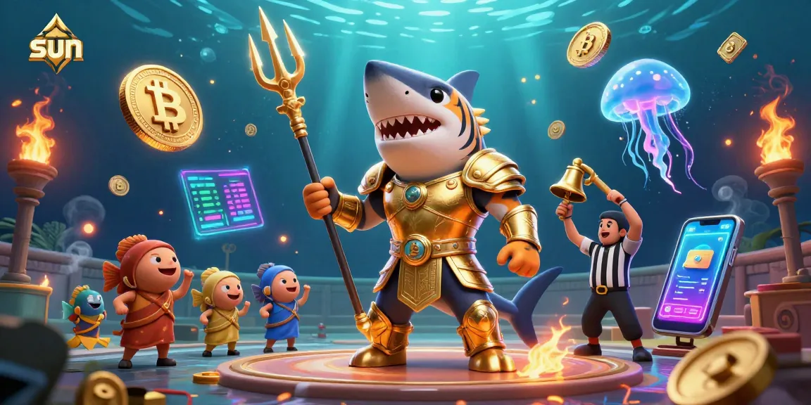 Experience thrilling wins with Sun in this lively underwater casino showdown featuring a powerful shark!