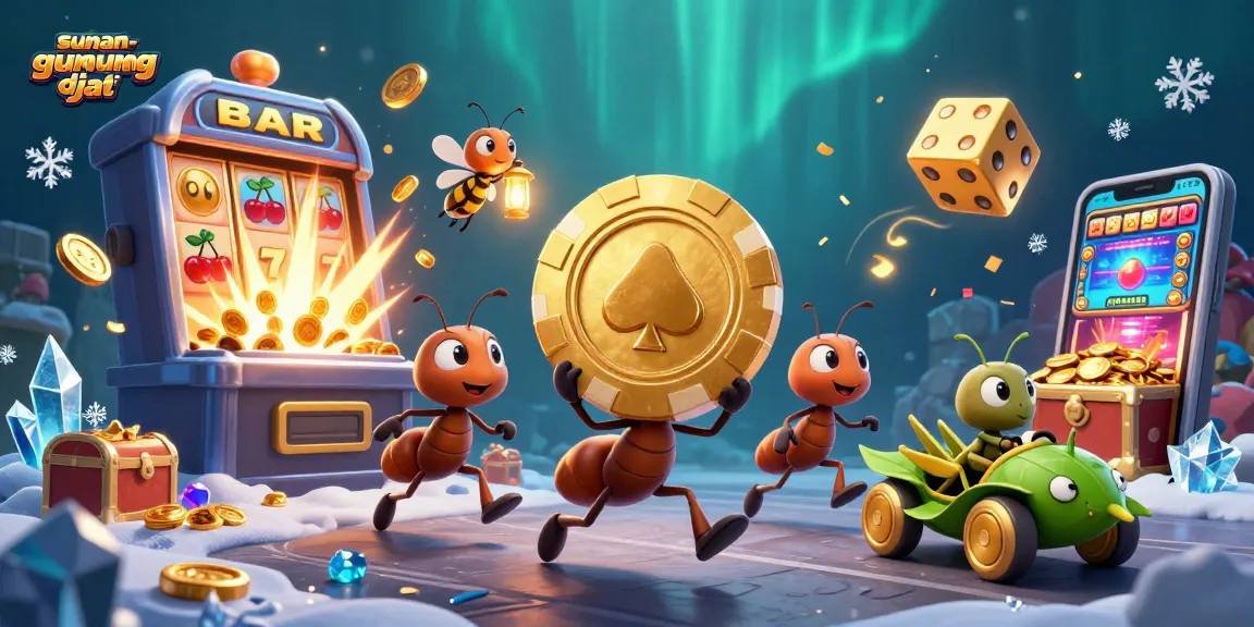 Ant beraksi merampok chip poker emas di sunan-gunung-djati, dengan penyala kunang-kunang dan mobil daun.