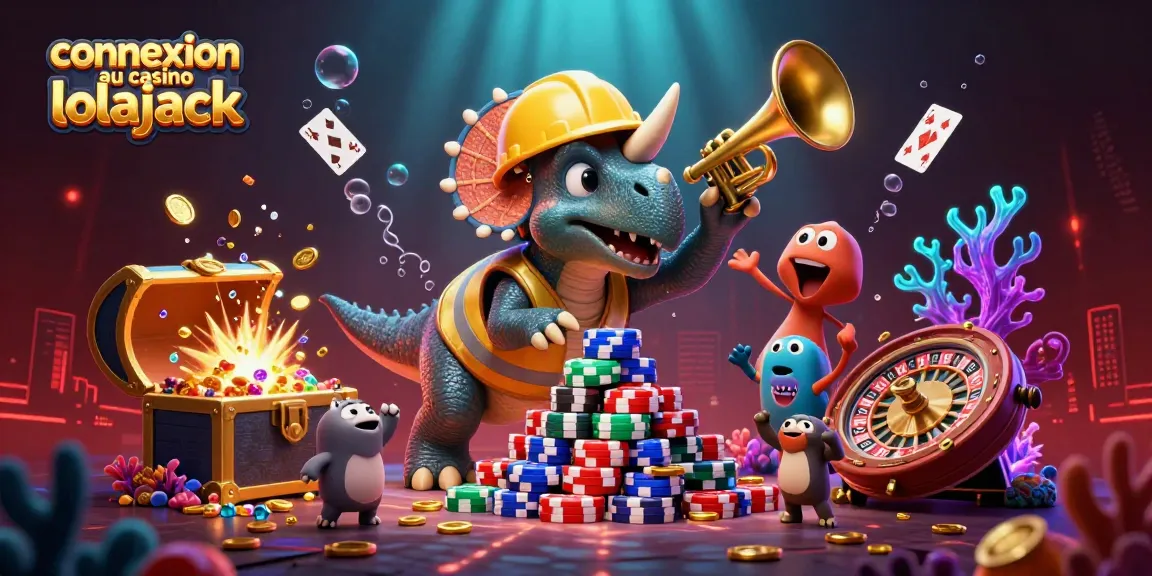 Experience the excitement of connexion au casino lolajack with a vibrant 3D illustration showcasing dynamic casino elements.