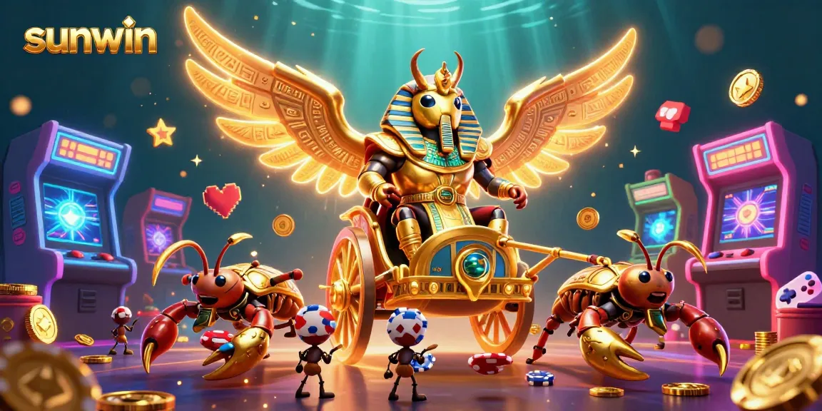 Engage with sunwin casino's thrilling experience through a vibrant 3D gambling illustration.