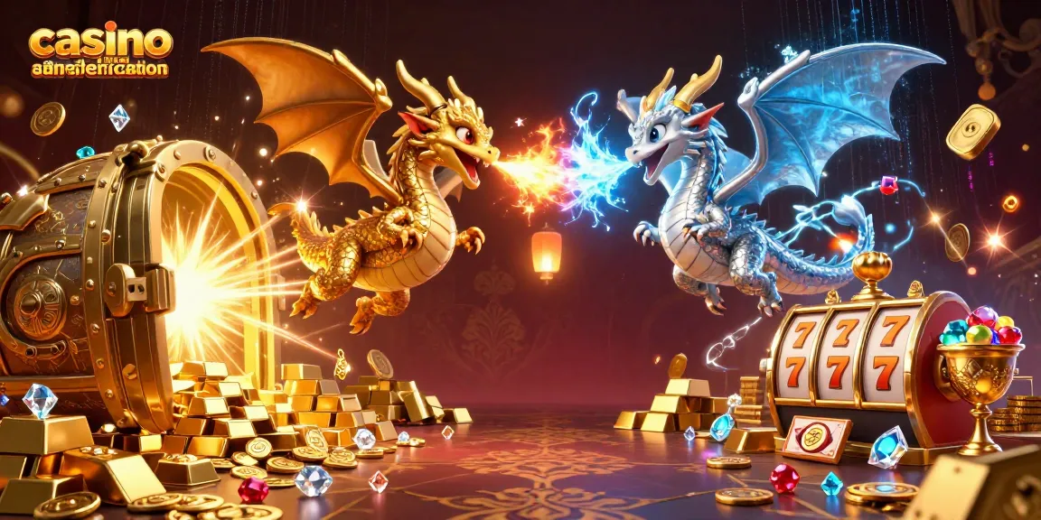 Jouez à casino en ligne sans vérification et gagnez avec un dragon d'or et d'argent en plein vol.
