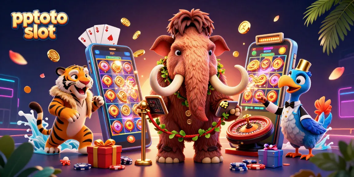 Menyenangkan bermain pptoto slot dengan bouncer mamut berbulu dan tamu VIP beruang saber.