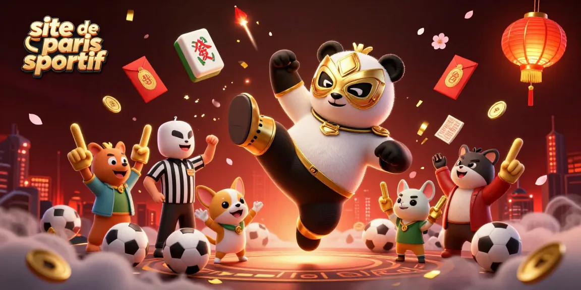 Pariez sur le site de paris sportif avec un panda lutteur effectuant un coup de pied spectaculaire.