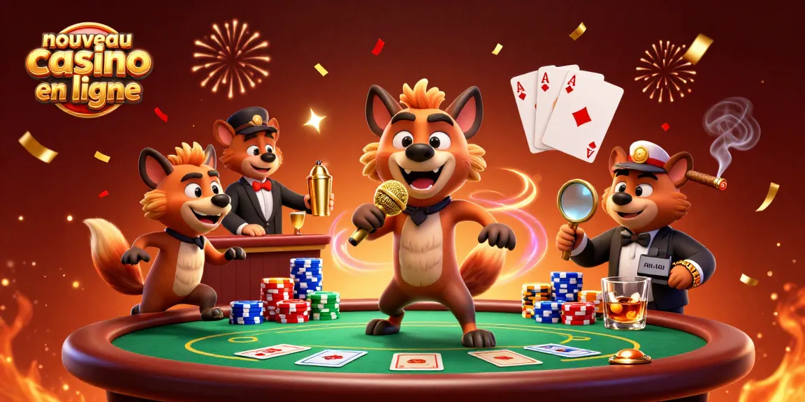 Profitez de l'expérience d'un nouveau casino en ligne avec des hyènes au bar, aux jeux et à la scène.