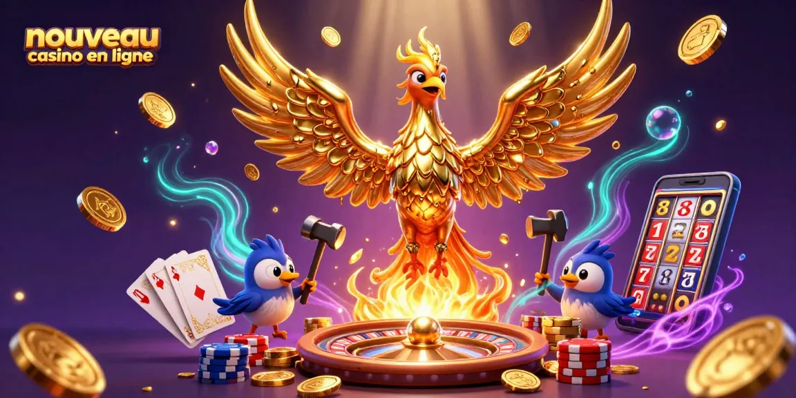 Gagnez avec le nouveau casino en ligne : illustration vibrante de machines à sous et de jackpots pétillants.